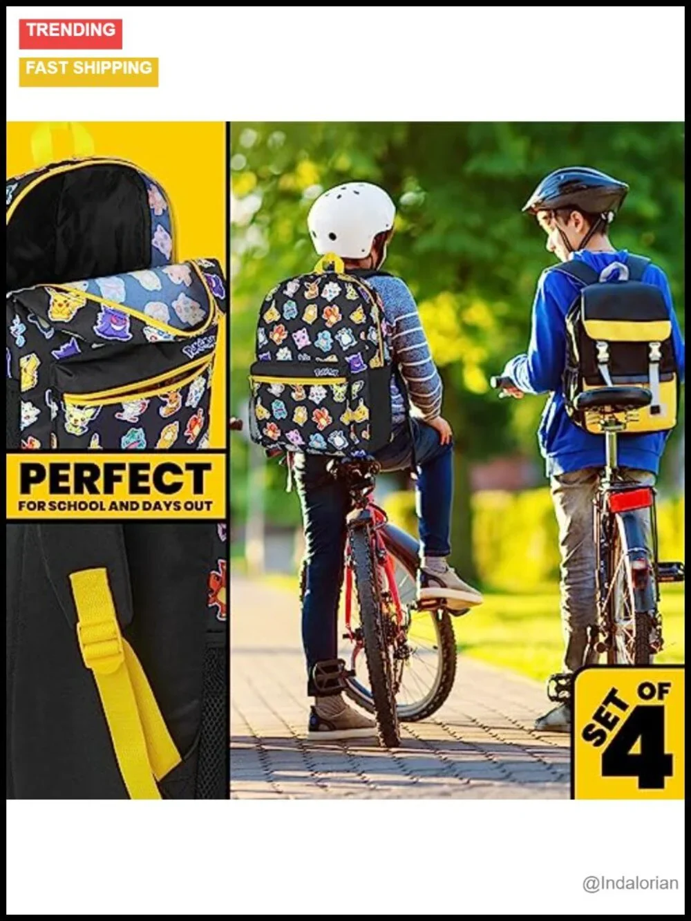 Pokemon Backpack Set 4 Pcs Kids Backpack Water Bottle Pencil Case Lunch Bag or